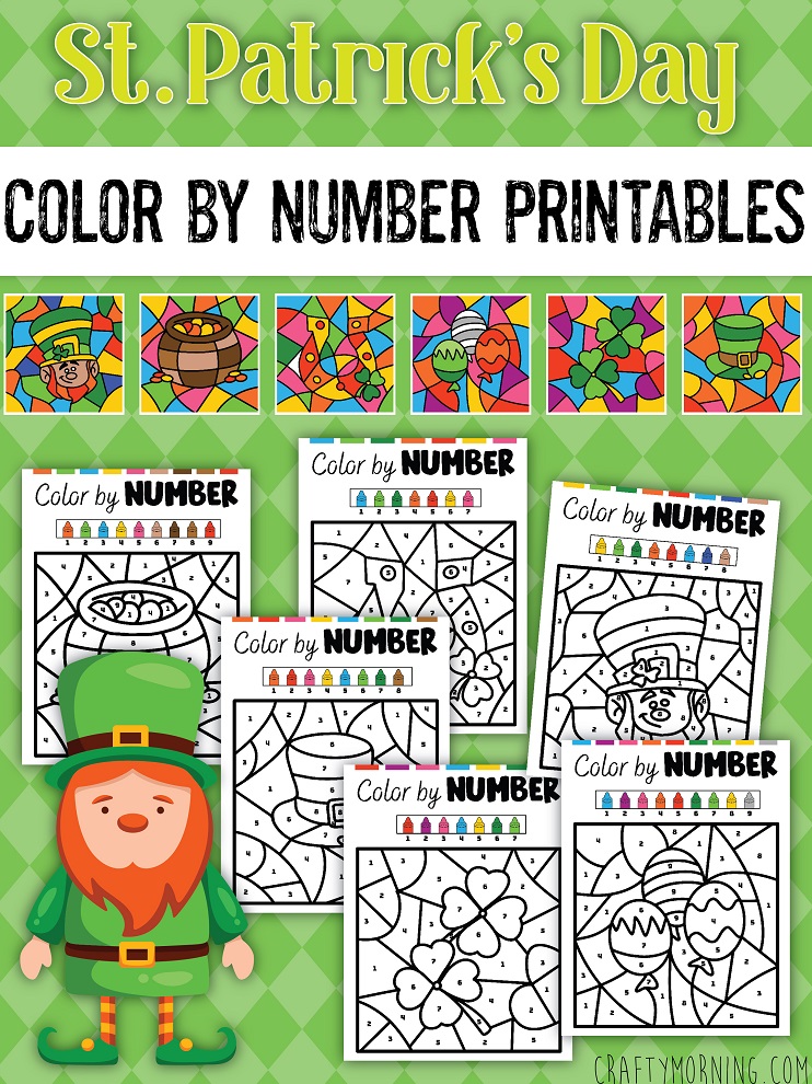 St patricks day color by number printables