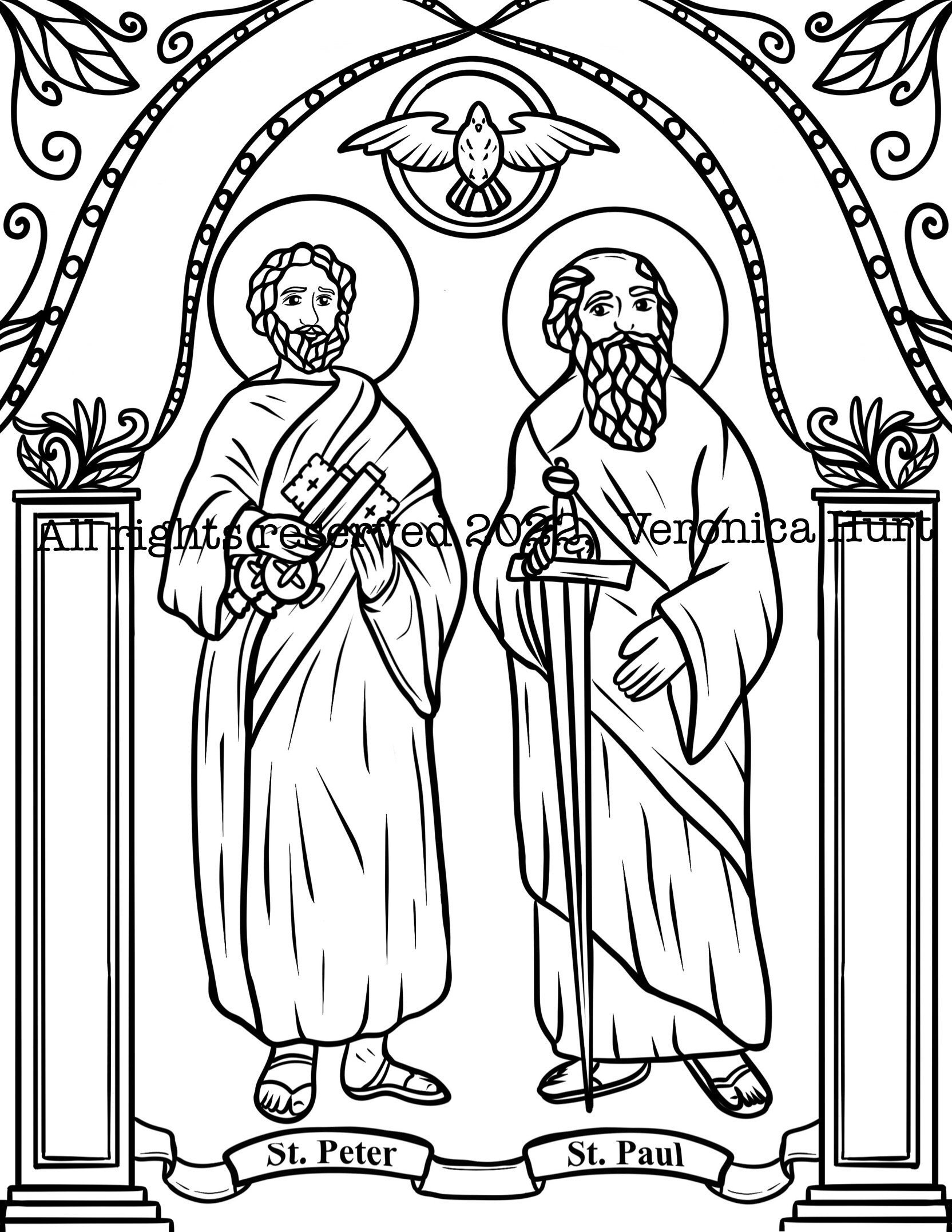 Saints peter and paul coloring page for kids and adults