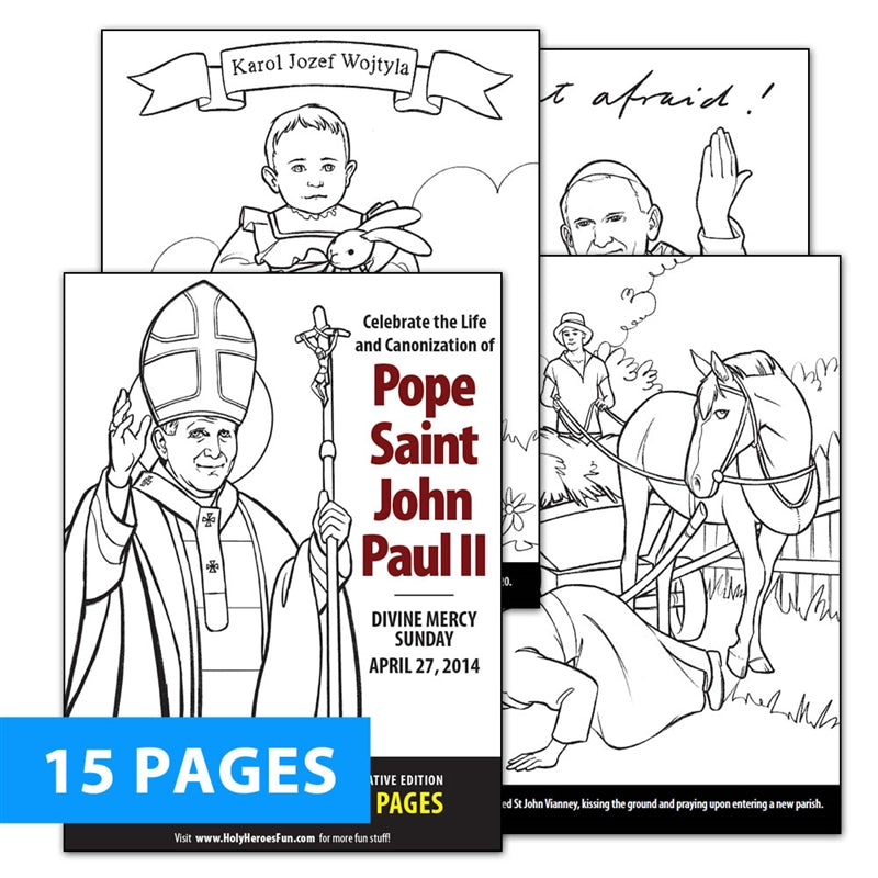 Pope saint john paul ii coloring book â holy heroes