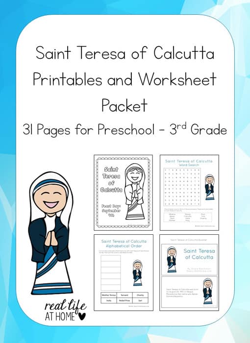 Saint teresa of calcutta printables packet mother teresa printables