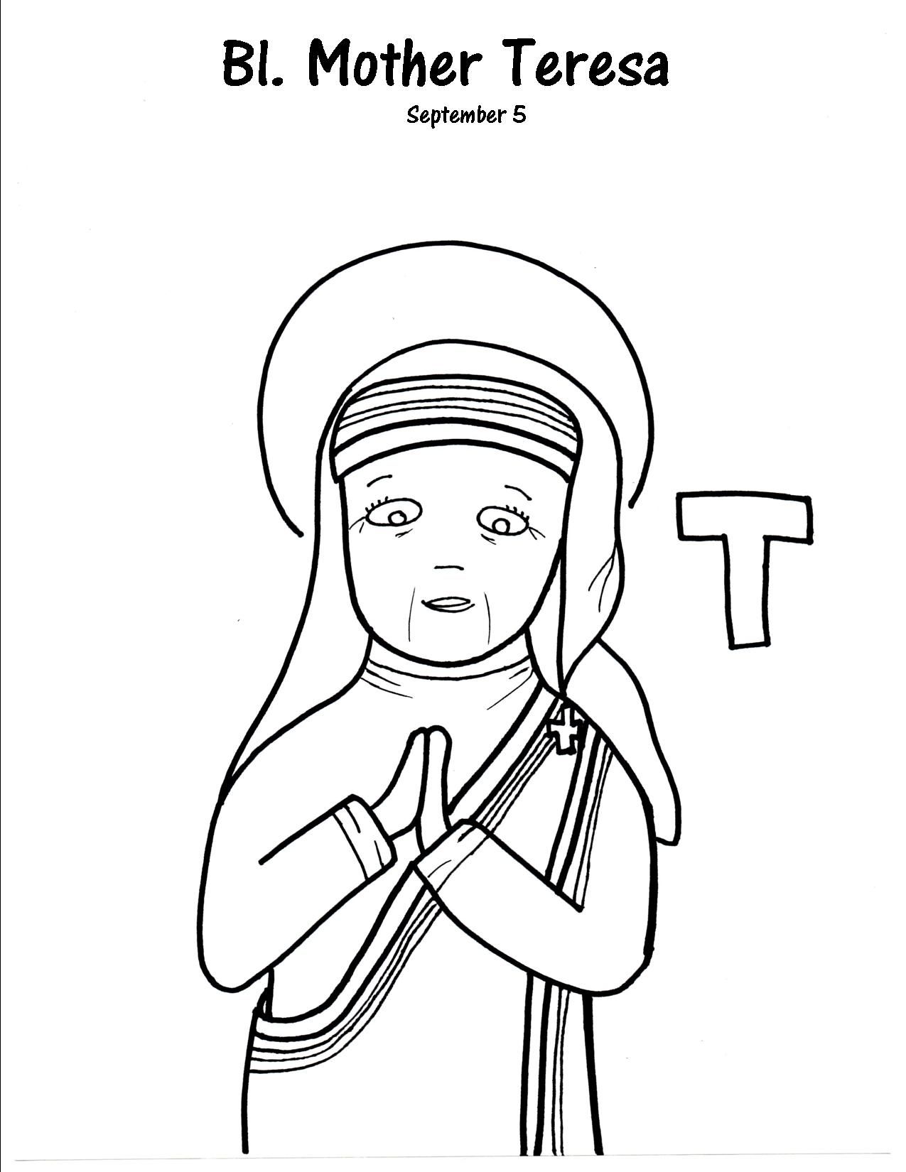 T is for blessed mother teresa mother teresa coloring pages coloring pages inspirational