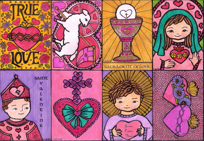 Eight valentines to color â immaculate heart coloring pages