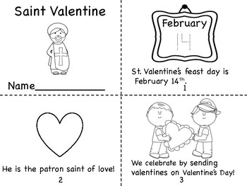 Saint valentine mini bookcard and coloring page by miss ps prek pups