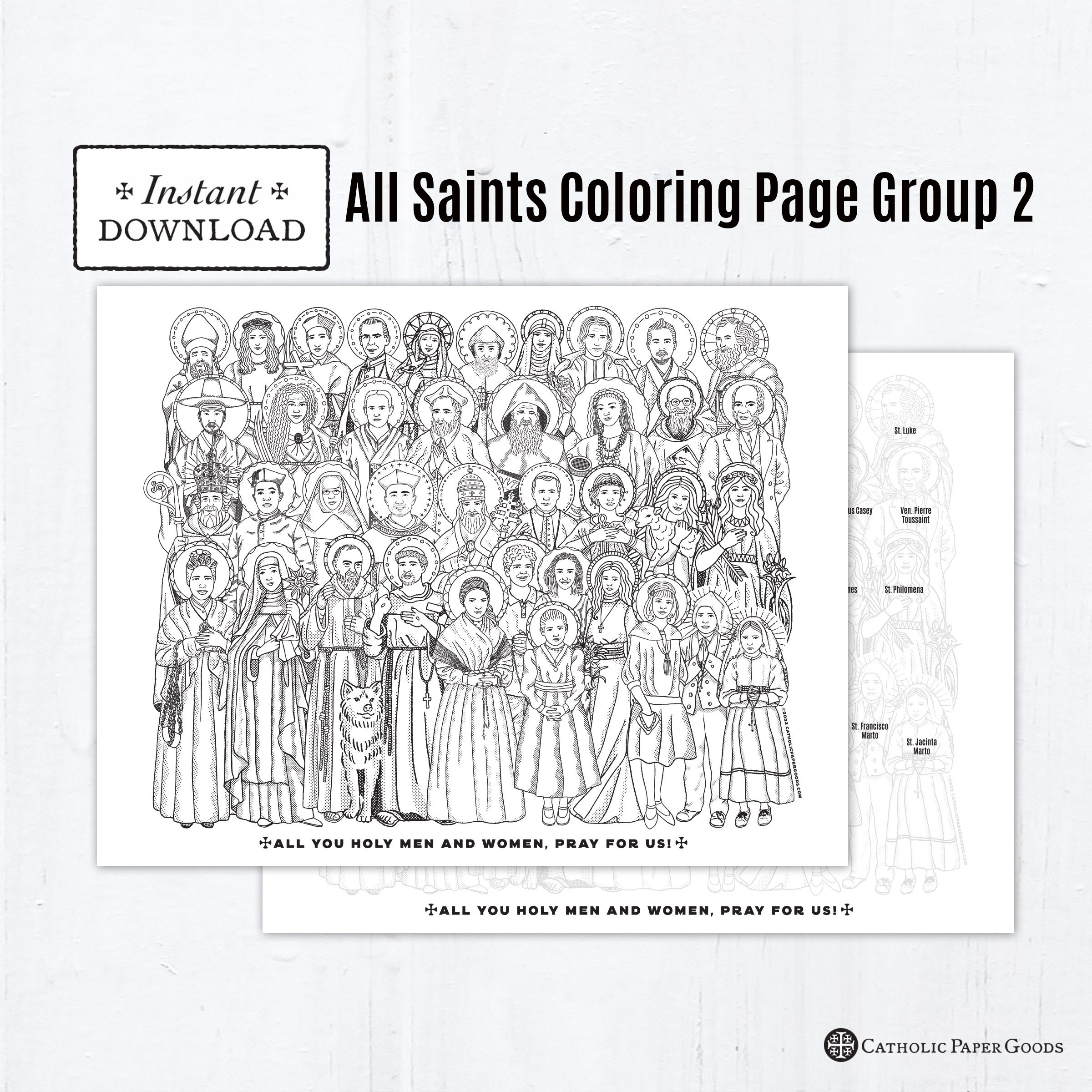 All saints group catholic coloring pages catholic prayers