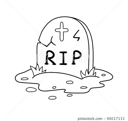 Vector black and white tomb with rip