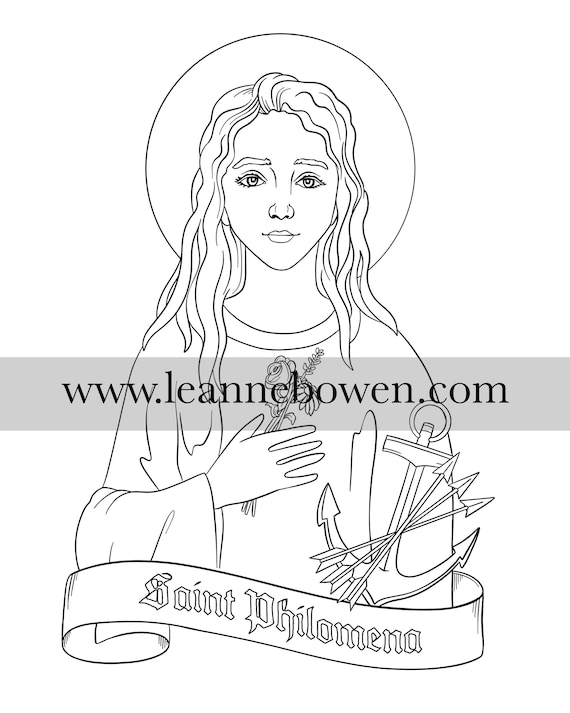 Saint philomena coloring sheet saints coloring sheet digital download