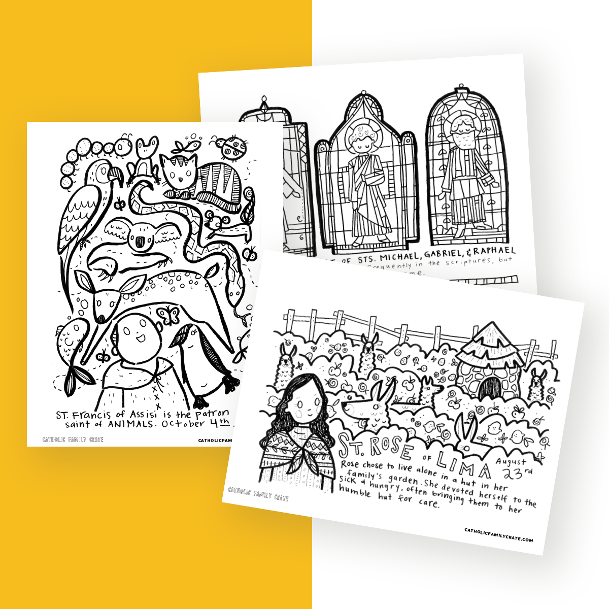 A year with the saints monthly coloring pages â catholic family crate