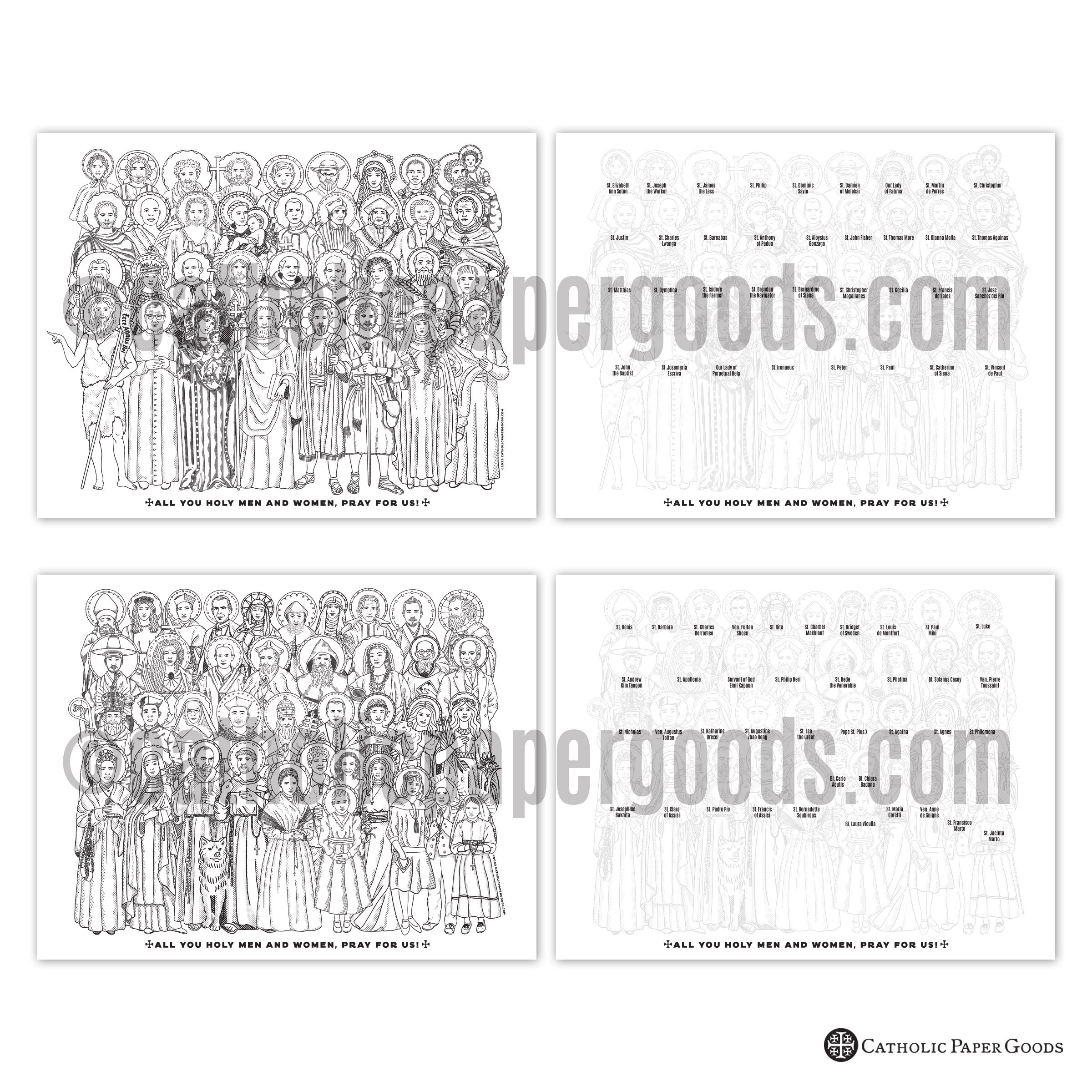 Bundle all saints groups catholic coloring pages catholic prayers printable coloring page with guide digital pdf all saints day