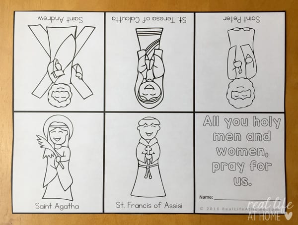 All saints day coloring page litany of saints mini book