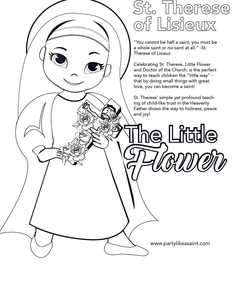 St thãrãse of lisieux coloring page â party like a saint