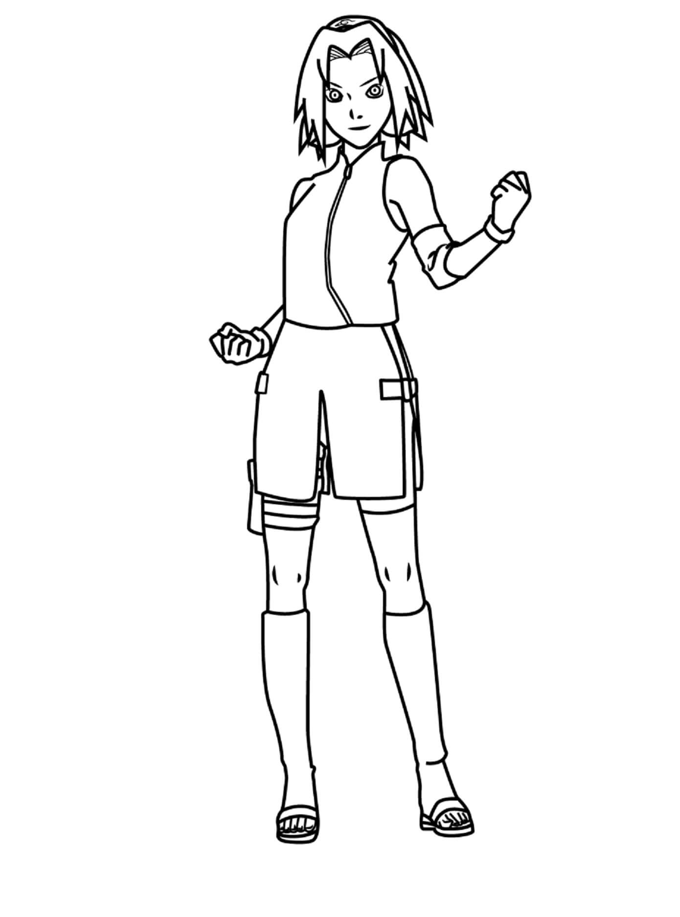 Strong sakura coloring page