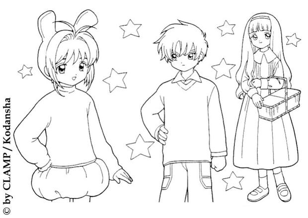 Sakura and her friends coloring pages