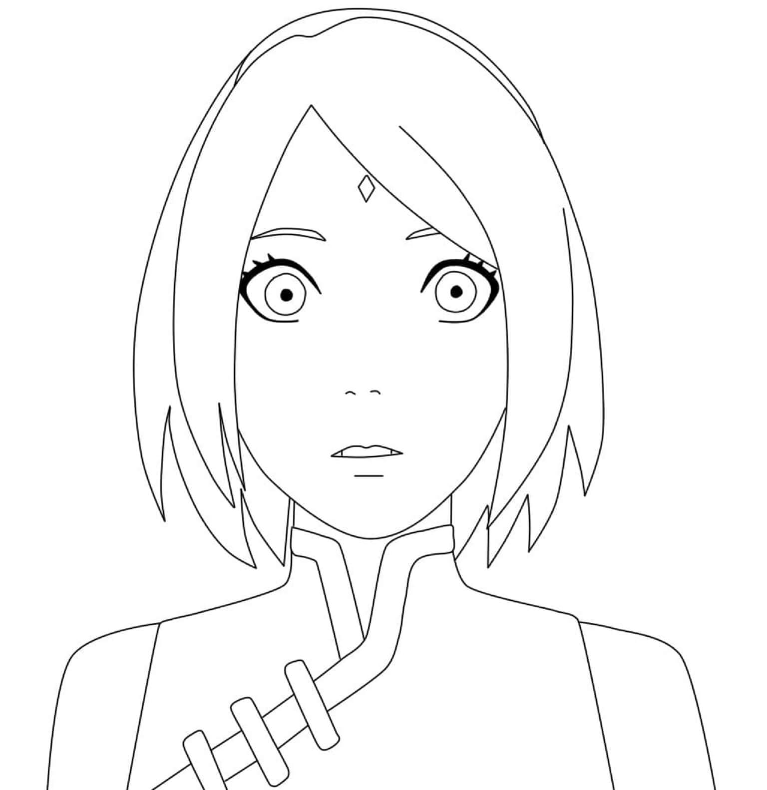 Portrait of sakura coloring page