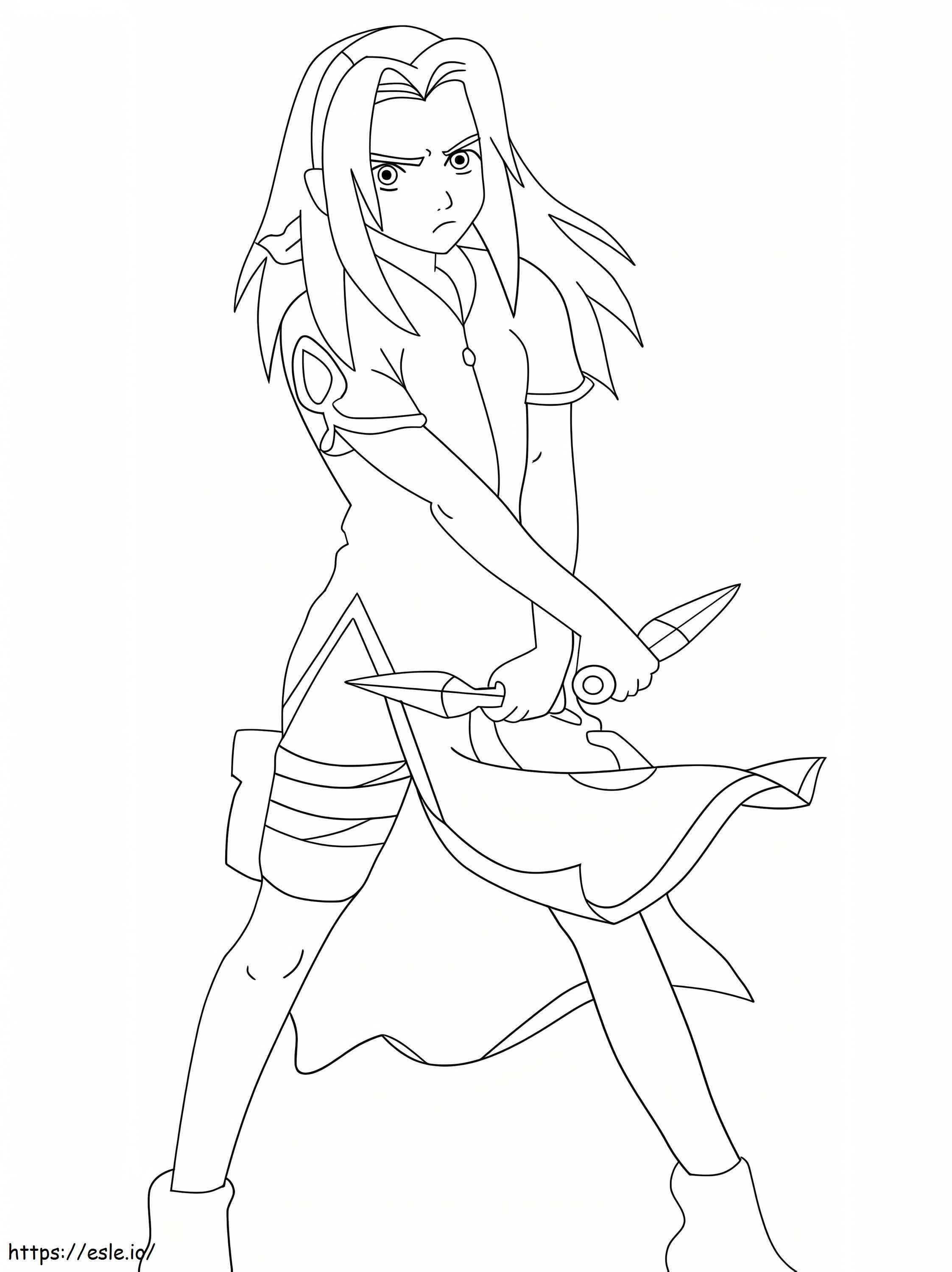 Angry sakura coloring page