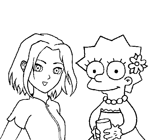 Sakura and lisa coloring page