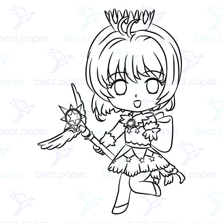 Sellos digitales de sakura card captor para colorear beatpaper