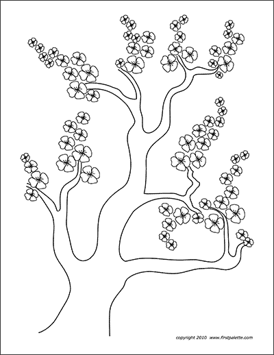 Cherry blossom tree free printable templates coloring pages