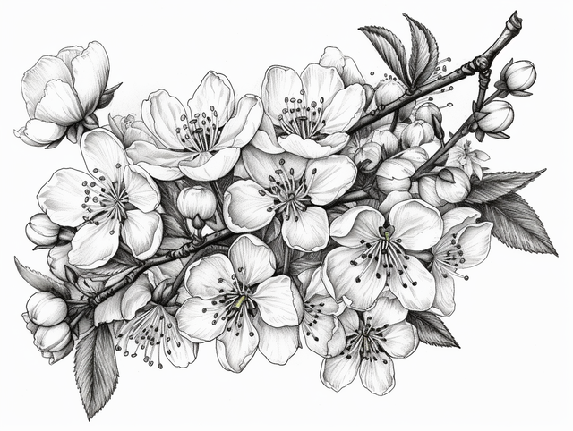 Coloring page cherry blossoms png transparent images free download vector files