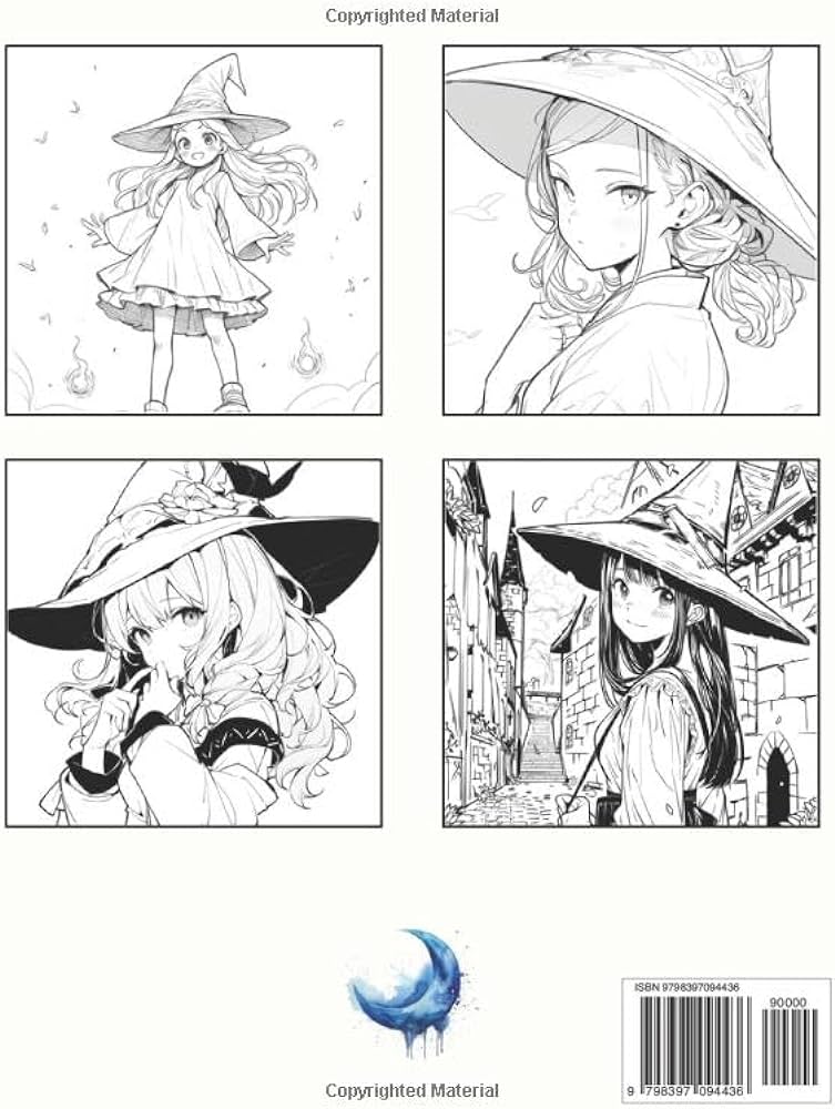 Anime girls coloring book cute witches manga coloring pages for girls fantasy anime characters moon sapphire books