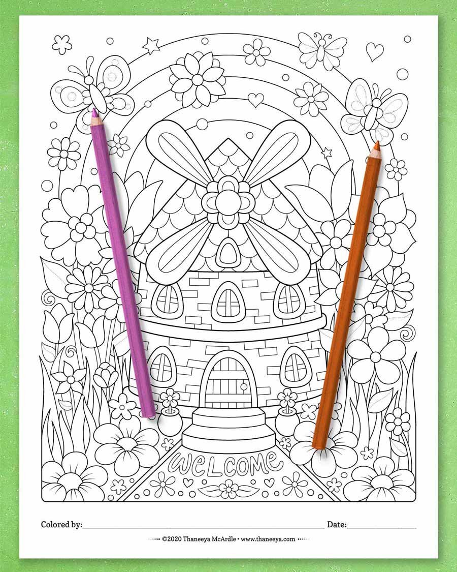 Whimsical worlds coloring pages