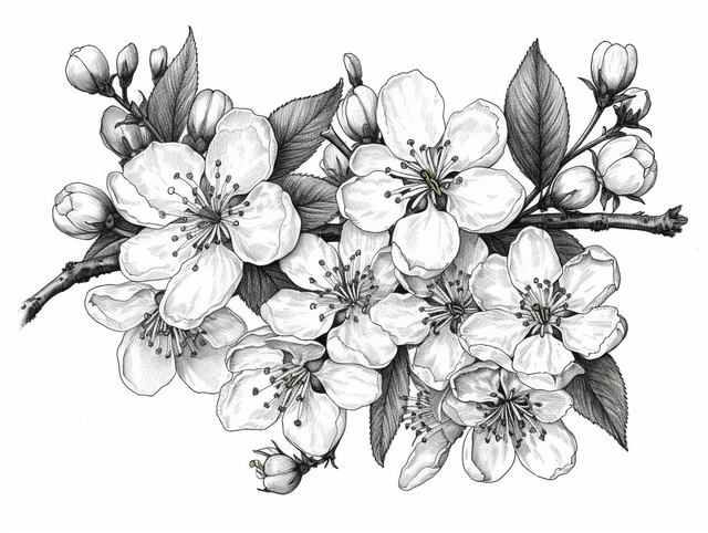 Coloring page cherry blossoms png transparent images free download vector files