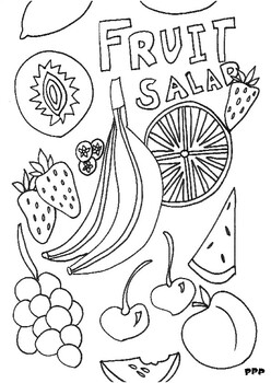 Fruit salad colouring in by pretty practical pages tpt