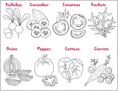 Nicoles free coloring pages vegetables salad coloring and craftingsalade de legumes coloriez puis decoupez