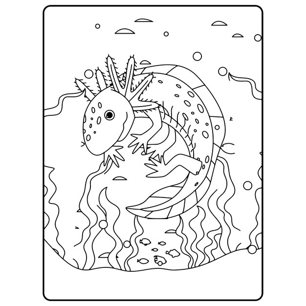 Premium vector axolotl coloring pages for kids