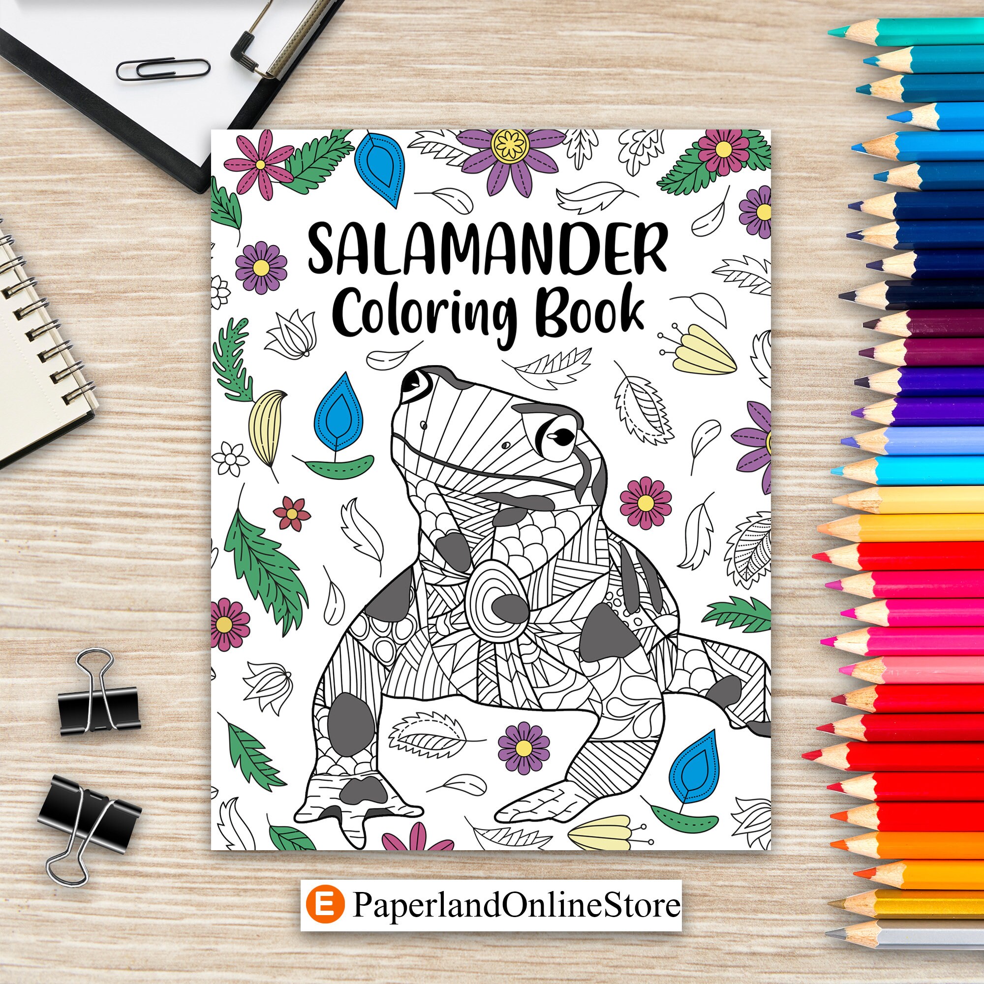 Salamander coloring book mandala crafts hobbies zentangle books funny quotes and freestyle drawing pages amphibian spotted salamanders