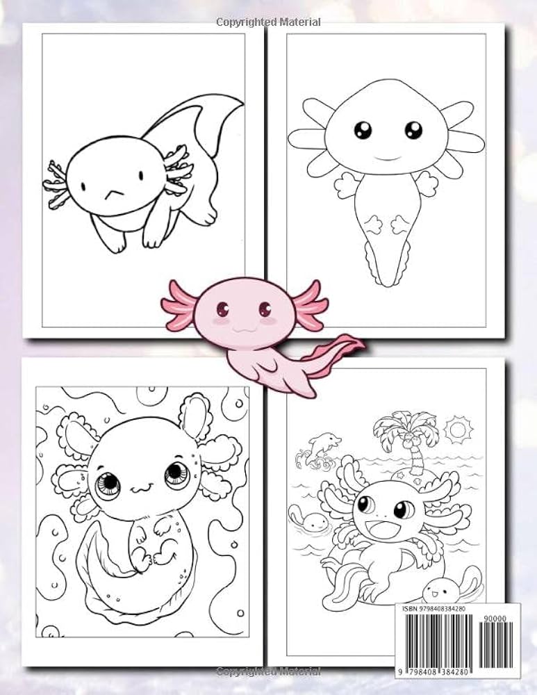 Axolotl coloring book cute fun amphibian salamander easy coloring pages for kids and toddlers neely clay books