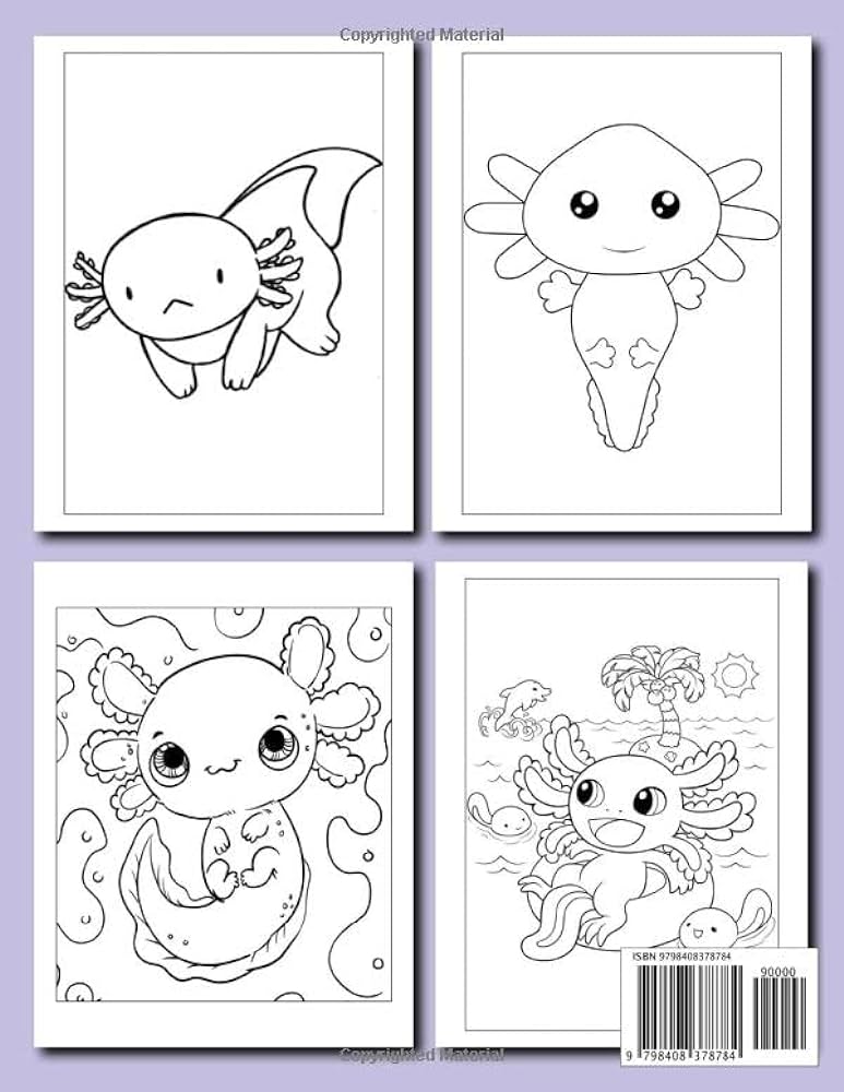 Axolotl coloring book cute fun amphibian salamander easy coloring pages cute axolotl coloring for kids and toddlers axolotl coloring book nikia martell books