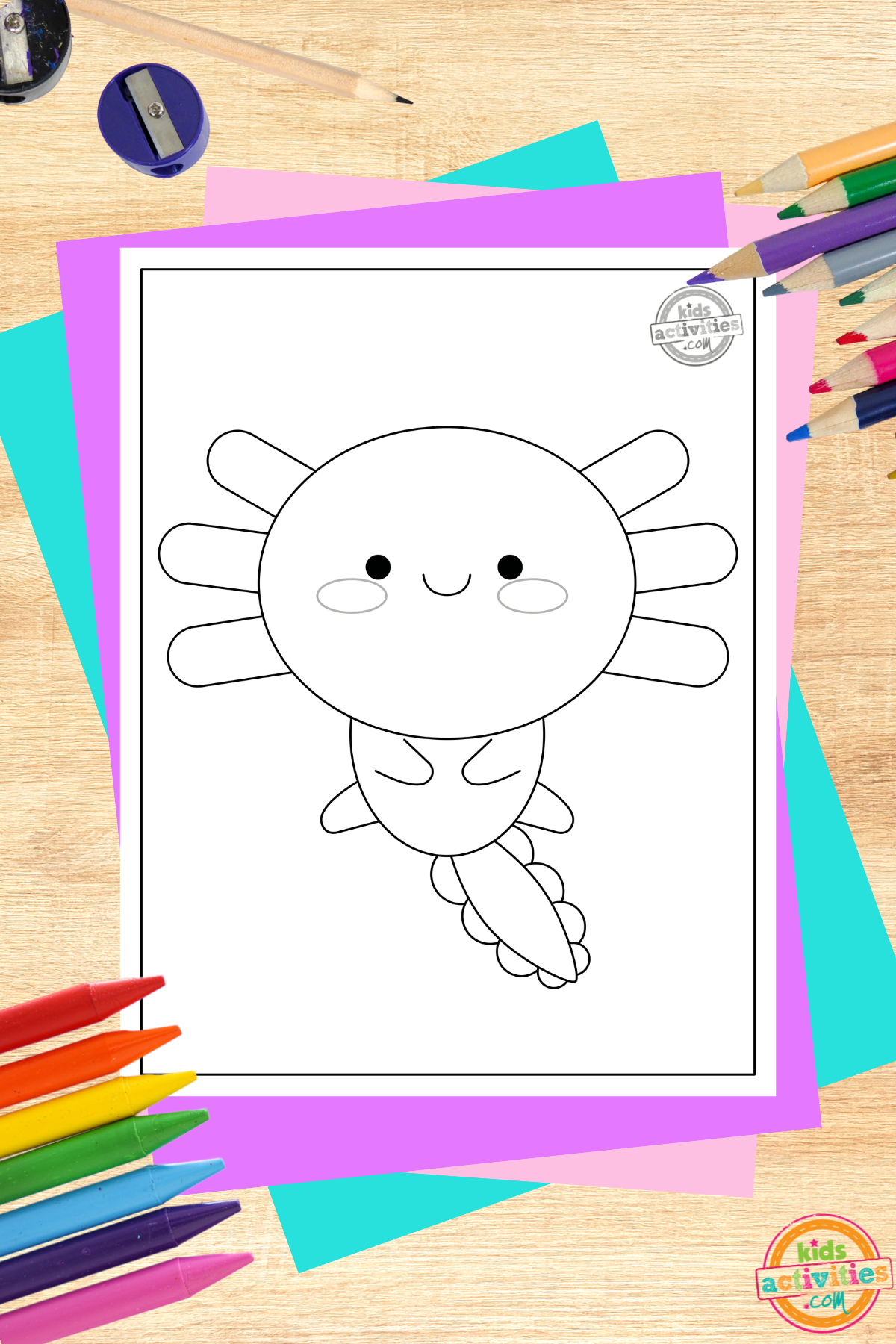 Cute free printable axolotl coloring page kids activities blog