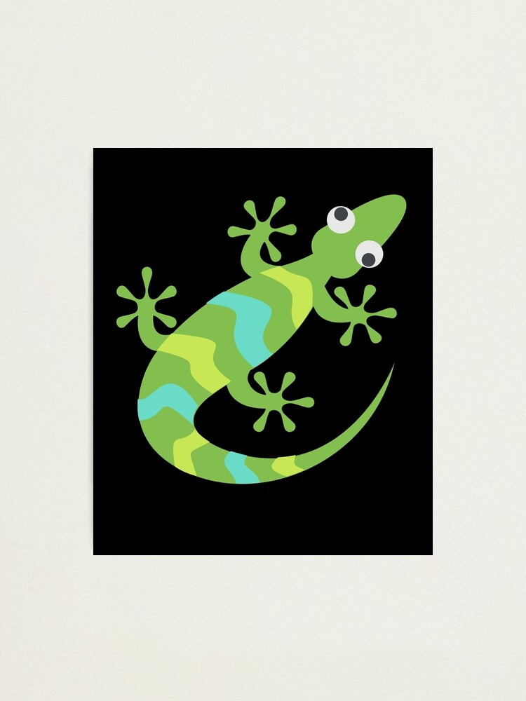 Gecko lizard sleeker emoji fun cute green photographic print for sale by roarr
