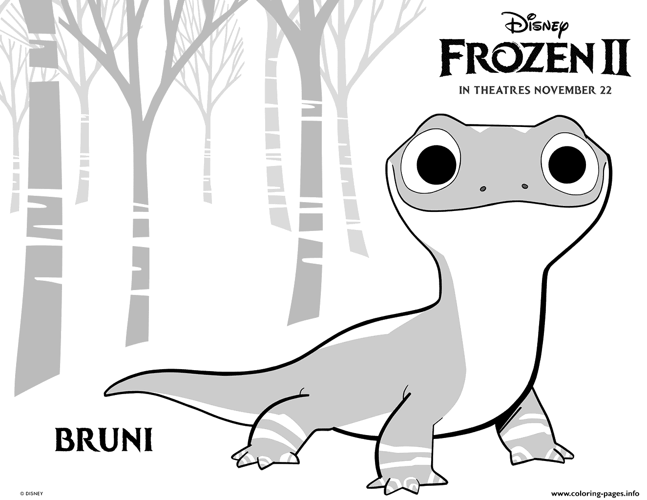 Disney frozen bruni salamander coloring page printable