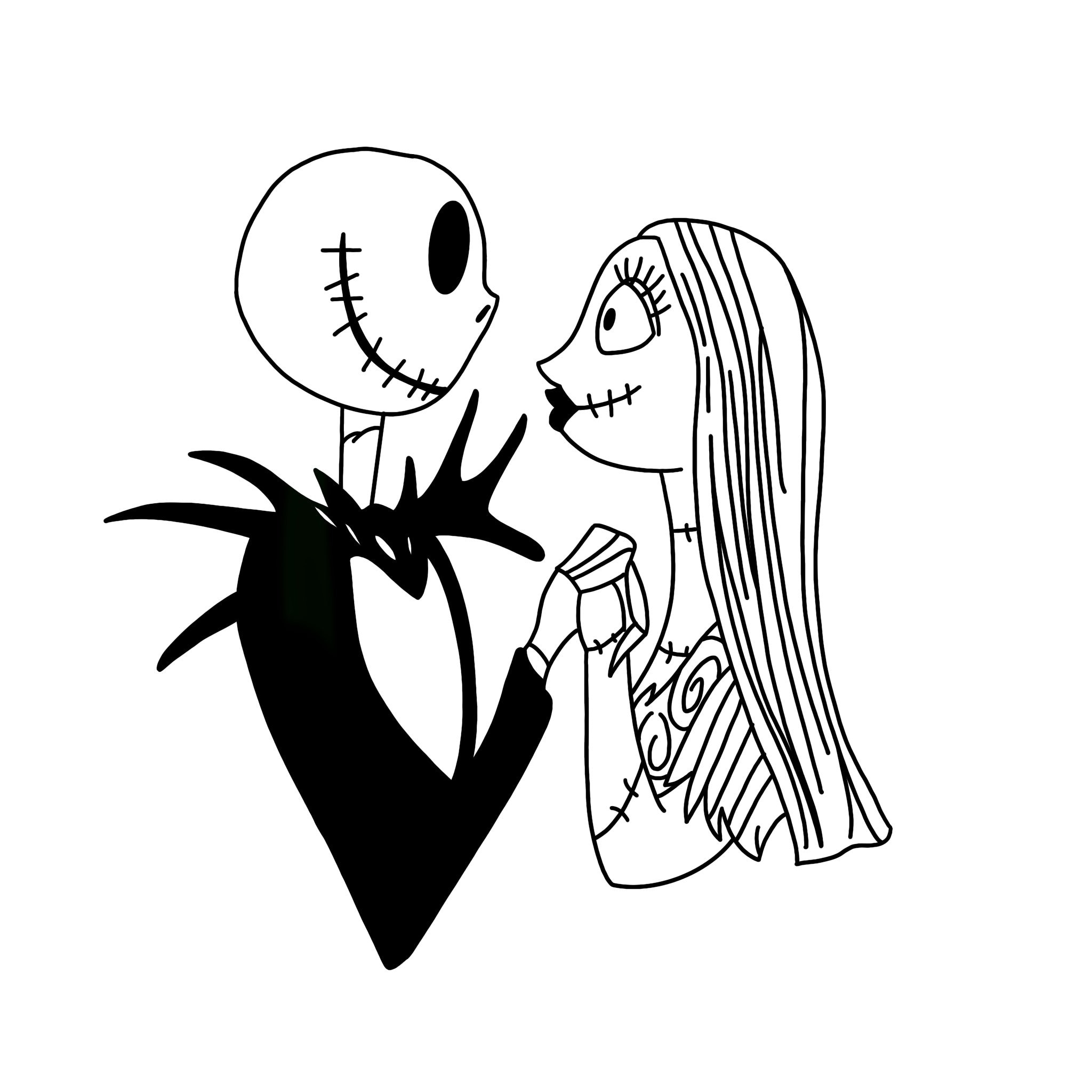 Jack and sally digital files the nightmare before christmas svgpngpdfjpeg halloween coloring pages kids coloring pages