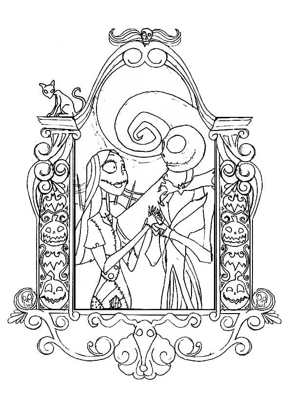 Jack and sally coloring page