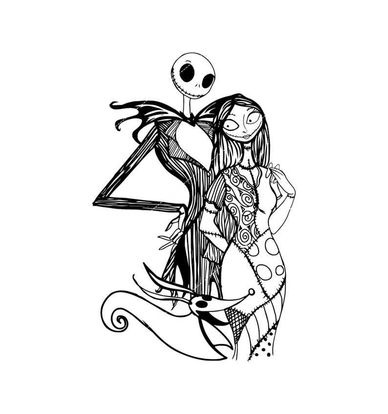 Jack and sally in heart svg oogie boogie svg