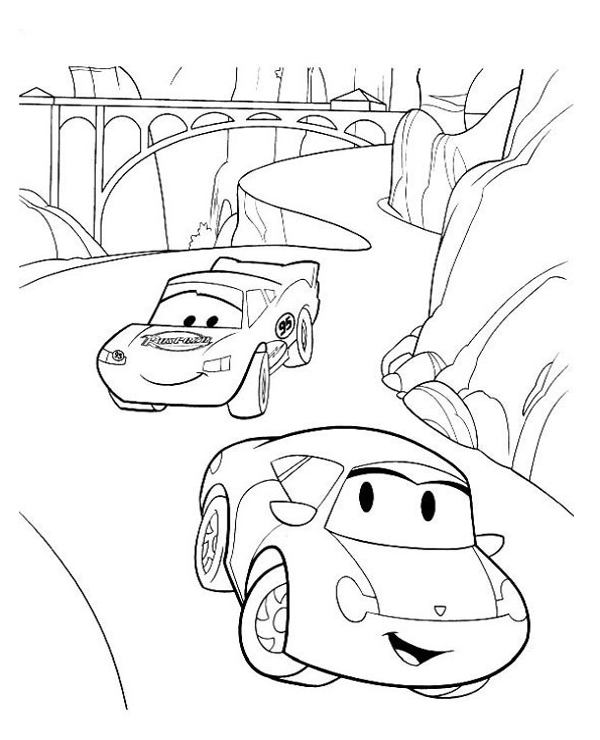 Free cars coloring page with sally and mcqueen