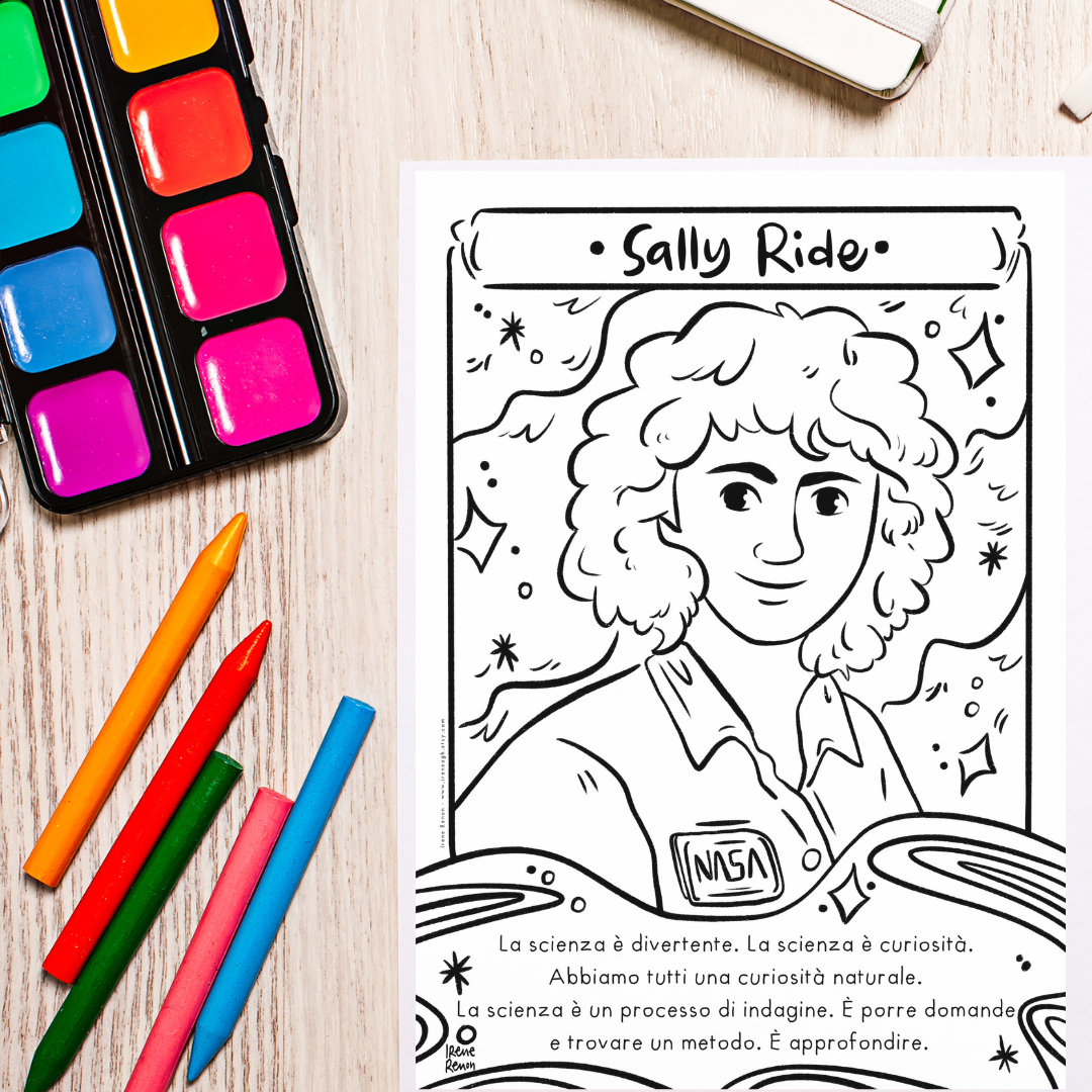 Science coloring page sally ride women in space women history month printable drawing female scientist astronaut print stem coloring sheet