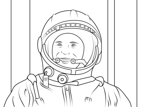 Yuri gagarin first human in space coloring page free printable coloring pages