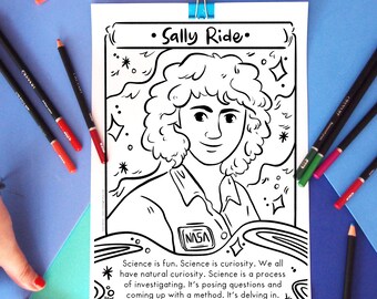 Science coloring page sally ride women in space women history month printable drawing female scientist astronaut print stem coloring sheet