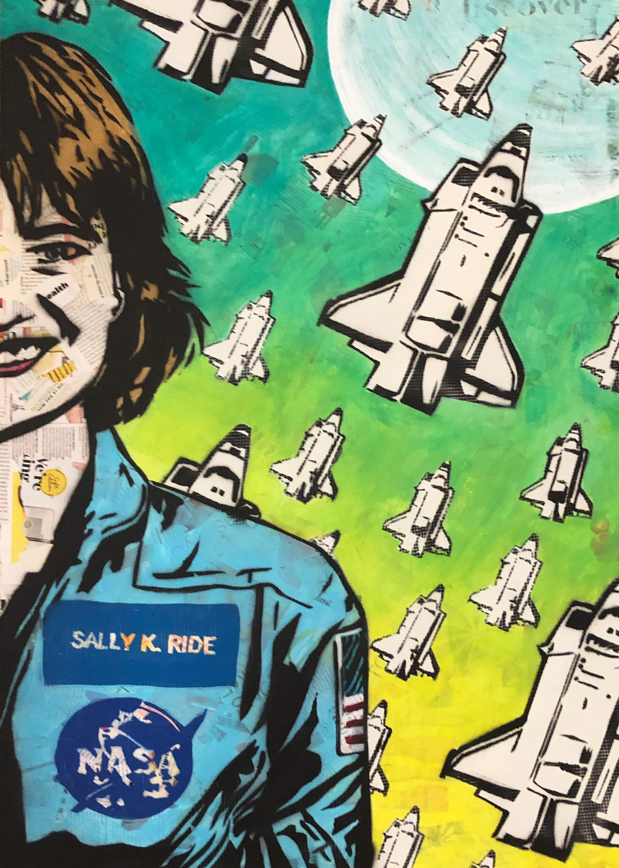 Sally ride mixed media contemporary original painting amy smith