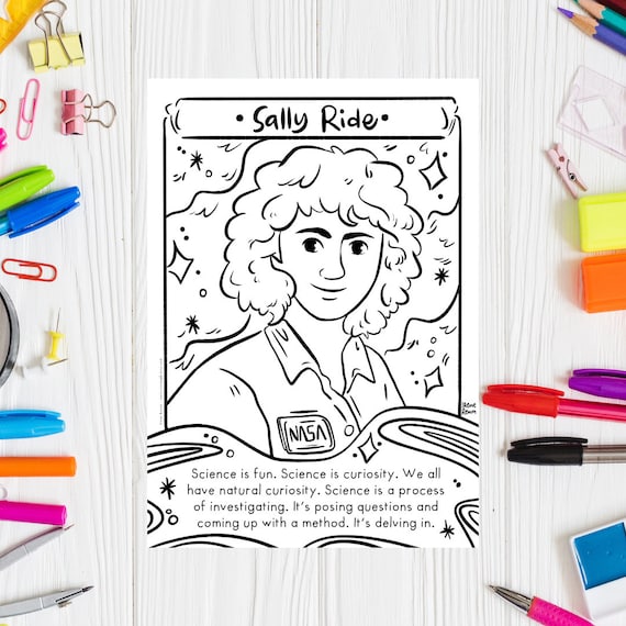 Science coloring page sally ride women in space women history