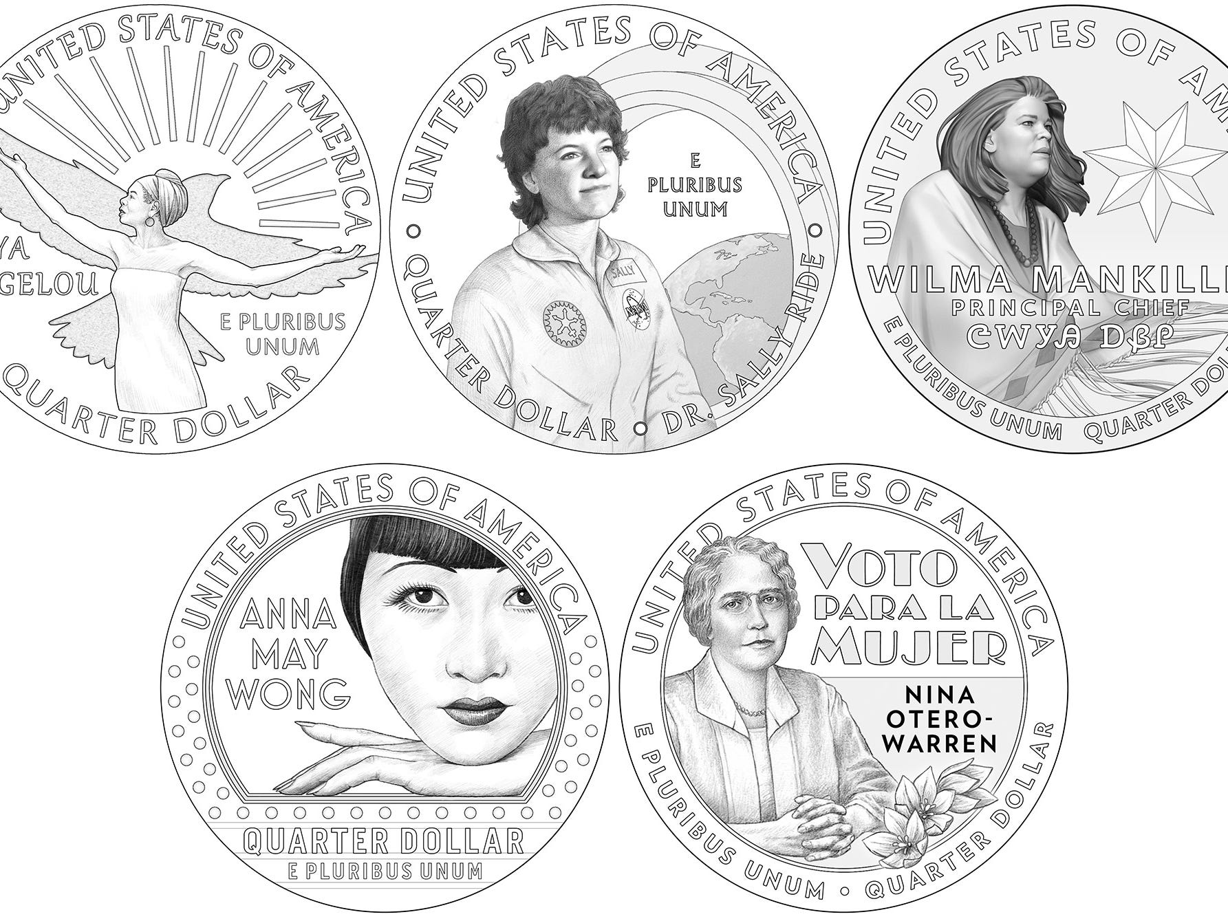 American women quarters maya angelou sally ride designs revealed