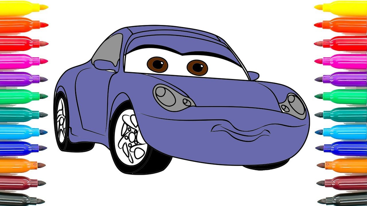 How to coloring cars sally coloring pages for kids how to paint cars sally funny coloring book