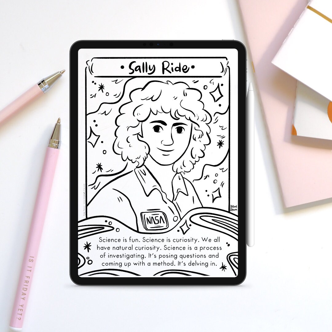 Women history month printable colouring page astronaut coloring page png sally ride printable drawing coloring sheet women in stem