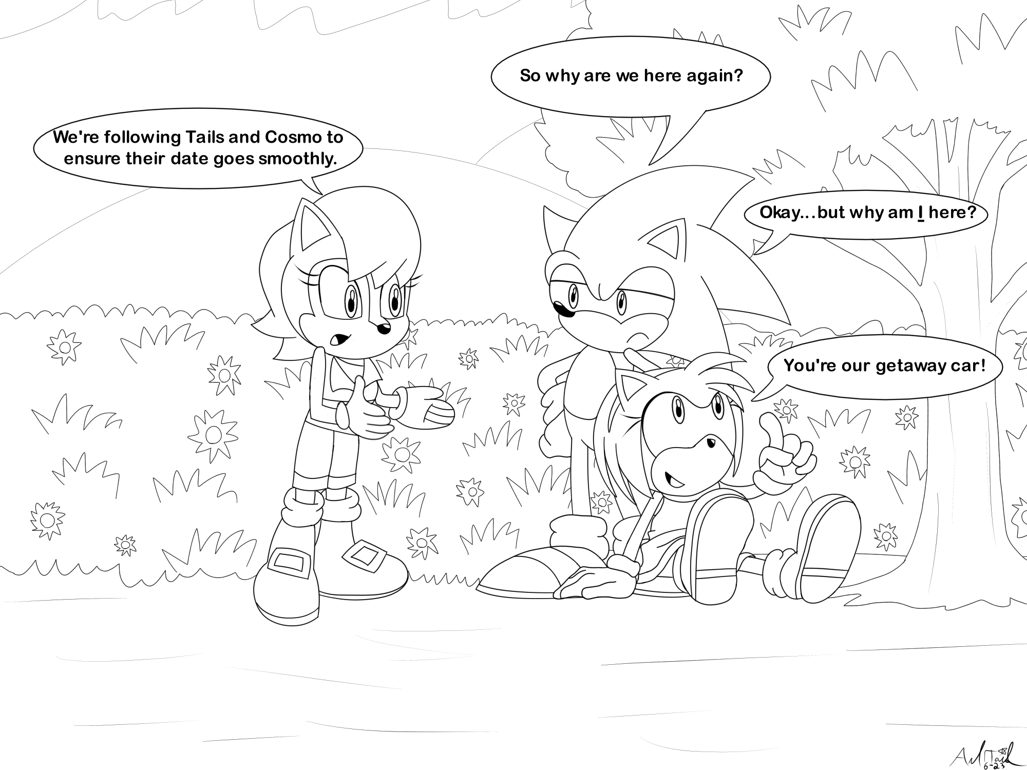 Mission sally sonic and amy spying on tails and cosmos date rsonicthehedgehog