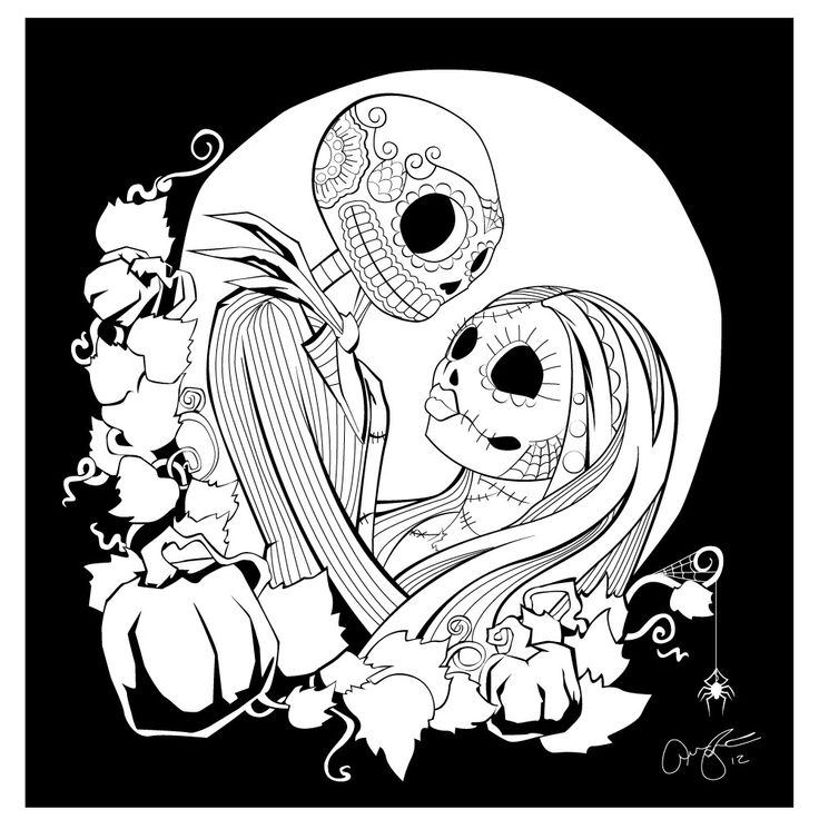 Jack and sally in pesadillas de calaveras christmas coloring pages skull coloring pages nightmare before christmas drawings