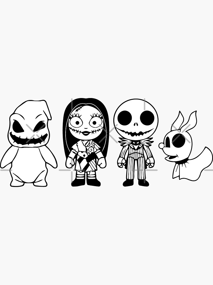 Nightmare before christmas shirt jack and sally with friends halloween sticker for sale by ralphwilkin