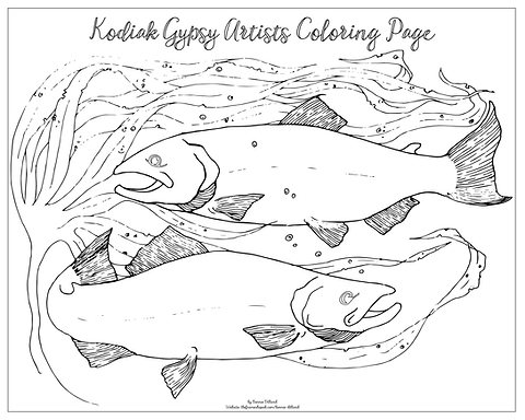 X coloring page salmon by bonnie dillard